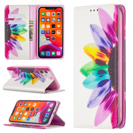 Flip Cover iPhone 11 Fleur Aquarelle Flip Cover iPhone 11 Fleur Aquarelle
