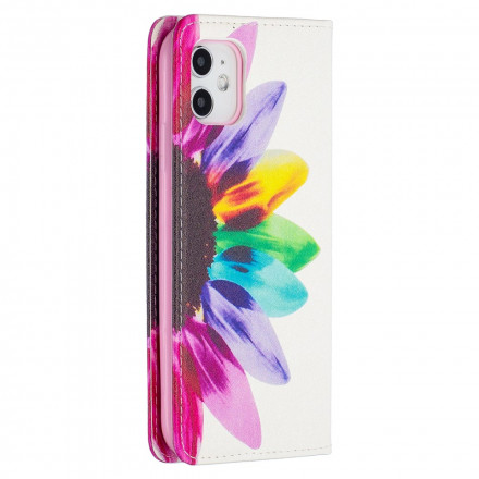 Flip Cover iPhone 11 Fleur Aquarelle Flip Cover iPhone 11 Fleur Aquarelle