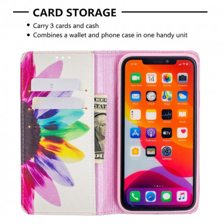 Flip Cover iPhone 11 Fleur Aquarelle Flip Cover iPhone 11 Fleur Aquarelle