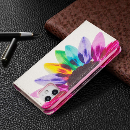 Flip Cover iPhone 11 Fleur Aquarelle Flip Cover iPhone 11 Fleur Aquarelle