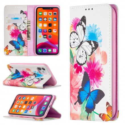 Flip Cover iPhone 11 Papillons Colorés Flip Cover iPhone 11 Papillons Colorés
