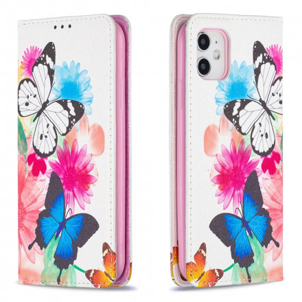 Flip Cover iPhone 11 Papillons Colorés Flip Cover iPhone 11 Papillons Colorés