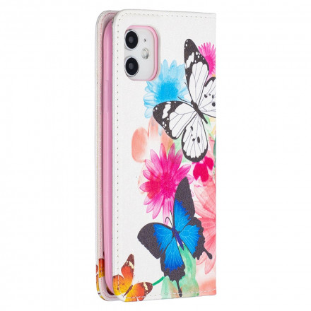 Flip Cover iPhone 11 Papillons Colorés Flip Cover iPhone 11 Papillons Colorés