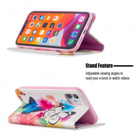 Flip Cover iPhone 11 Papillons Colorés Flip Cover iPhone 11 Papillons Colorés