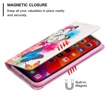 Flip Cover iPhone 11 Papillons Colorés Flip Cover iPhone 11 Papillons Colorés