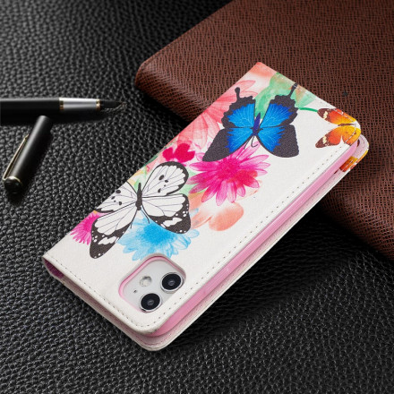 Flip Cover iPhone 11 Papillons Colorés Flip Cover iPhone 11 Papillons Colorés