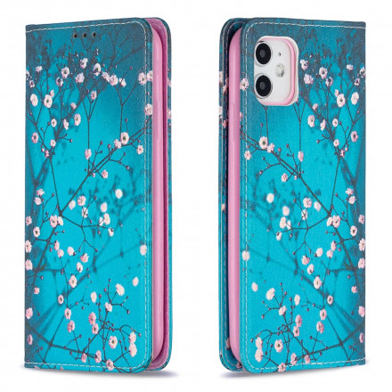 Flip Cover iPhone 11 Branches Fleuries Flip Cover iPhone 11 Branches Fleuries