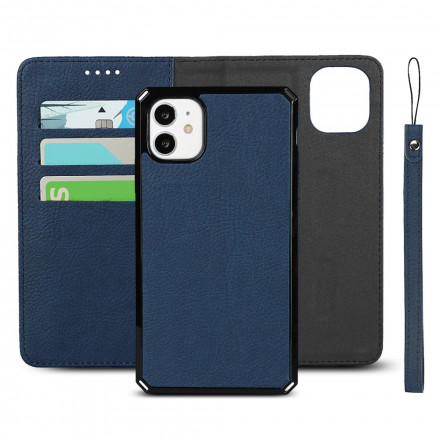 Flip Cover iPhone 11 Cuir Litchi Véritable à Lanière Flip Cover iPhone 11 Cuir Litchi Véritable à Lanière