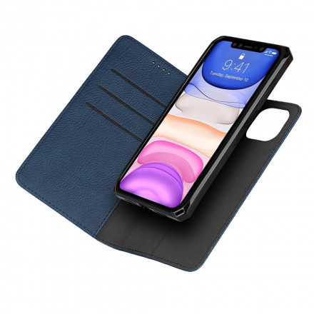 Flip Cover iPhone 11 Cuir Litchi Véritable à Lanière Flip Cover iPhone 11 Cuir Litchi Véritable à Lanière