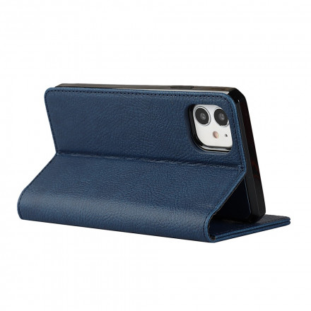 Flip Cover iPhone 11 Cuir Litchi Véritable à Lanière Flip Cover iPhone 11 Cuir Litchi Véritable à Lanière