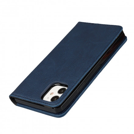 Flip Cover iPhone 11 Cuir Litchi Véritable à Lanière Flip Cover iPhone 11 Cuir Litchi Véritable à Lanière