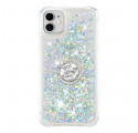 Coque iPhone 11 Paillettes avec Anneau-Support Diamants