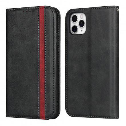 Flip Cover iPhone 11 Pro Effet Cuir Bicolore avec Lanière