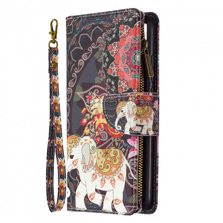 Housse Xiaomi Redmi 9C Poche Zippée Éléphant Housse Xiaomi Redmi 9C Poche Zippée Éléphant