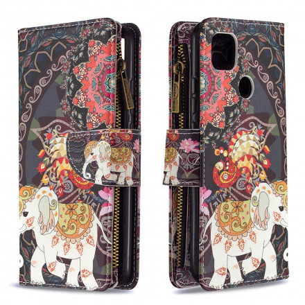 Housse Xiaomi Redmi 9C Poche Zippée Éléphant Housse Xiaomi Redmi 9C Poche Zippée Éléphant