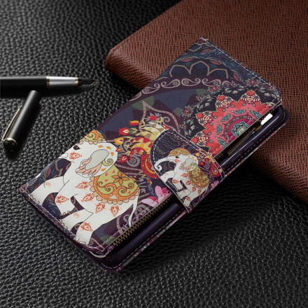 Housse Xiaomi Redmi 9C Poche Zippée Éléphant Housse Xiaomi Redmi 9C Poche Zippée Éléphant