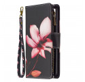 Housse Xaiomi Redmi 9C Poche Zippée Fleur