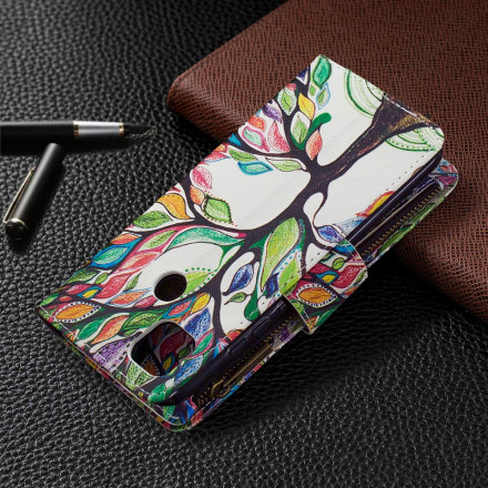 Housse Xiaomi Redmi 9C Poche Zippée Arbre