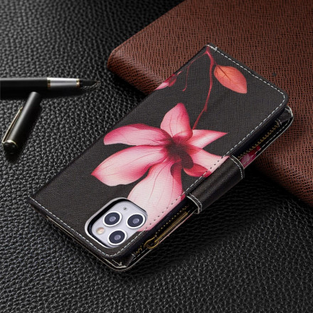 Housse iPhone 11 Pro Max Poche Zippée Fleur Housse iPhone 11 Pro Max Poche Zippée Fleur
