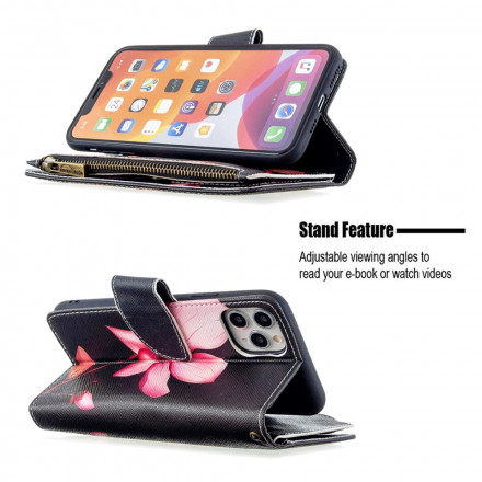 Housse iPhone 11 Pro Max Poche Zippée Fleur Housse iPhone 11 Pro Max Poche Zippée Fleur