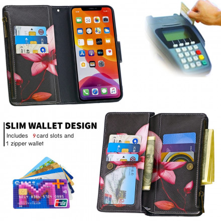Housse iPhone 11 Pro Max Poche Zippée Fleur Housse iPhone 11 Pro Max Poche Zippée Fleur