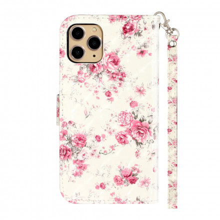 Housse iPhone 11 Pro Max Fleurs Light Spots à Lanière