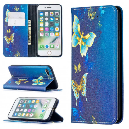 Flip Cover iPhone SE 2 / 8 / 7 Papillons Colorés Flip Cover iPhone SE 2 / 8 / 7 Papillons Colorés