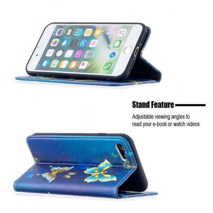 Flip Cover iPhone SE 2 / 8 / 7 Papillons Colorés Flip Cover iPhone SE 2 / 8 / 7 Papillons Colorés