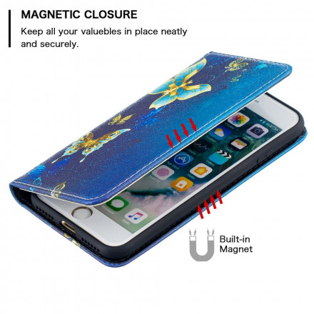 Flip Cover iPhone SE 2 / 8 / 7 Papillons Colorés Flip Cover iPhone SE 2 / 8 / 7 Papillons Colorés