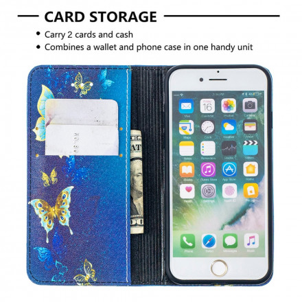 Flip Cover iPhone SE 2 / 8 / 7 Papillons Colorés Flip Cover iPhone SE 2 / 8 / 7 Papillons Colorés
