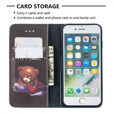 Flip Cover iPhone SE 2 / 8 / 7 Ours Dangereux Flip Cover iPhone SE 2 / 8 / 7 Ours Dangereux
