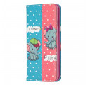 Flip Cover iPhone SE 2 / 8 / 7 Bébés Éléphants