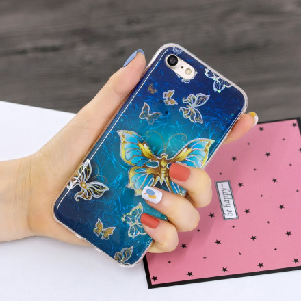Coque iPhone SE 2 / 8 / 7 Papillons Design Paillettes