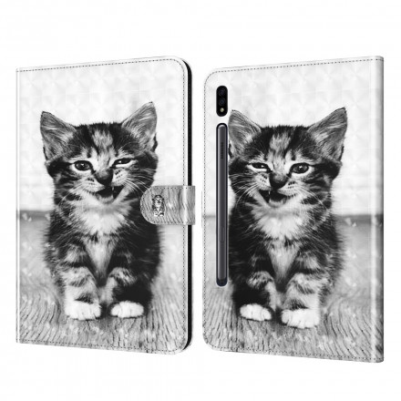 Housse Simili Cuir Samsung Galaxy Tab S7 Chaton Housse Simili Cuir Samsung Galaxy Tab S7 Chaton