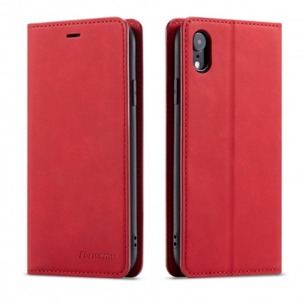 Flip Cover iPhone XR Effet Cuir FORWENW