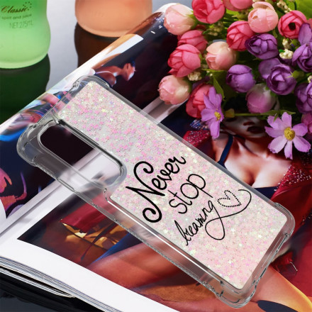 Coque Xiaomi Mi Note 10 Lite Never Stop Dreaming Paillettes Coque Xiaomi Mi Note 10 Lite Never Stop Dreaming Paillettes