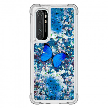 Coque Xaiomi Mi Note 10 Lite Papillons Bleus Paillettes