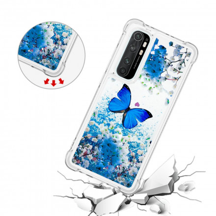 Coque Xaiomi Mi Note 10 Lite Papillons Bleus Paillettes Coque Xaiomi Mi Note 10 Lite Papillons Bleus Paillettes