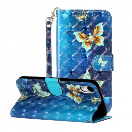 Housse iPhone XR Light Spot Papillons avec Lanière Housse iPhone XR Light Spot Papillons avec Lanière