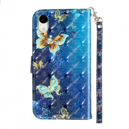 Housse iPhone XR Light Spot Papillons avec Lanière Housse iPhone XR Light Spot Papillons avec Lanière