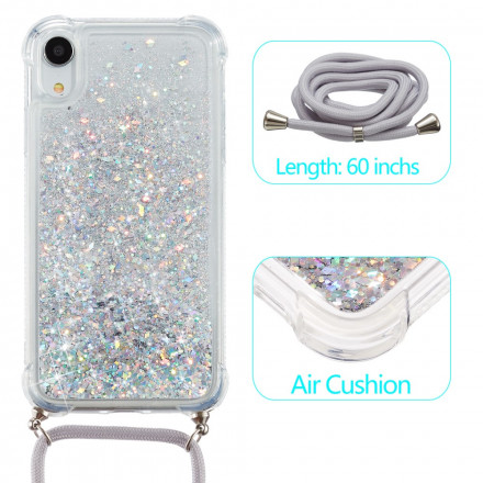 Coque iPhone XR Paillettes et Cordon