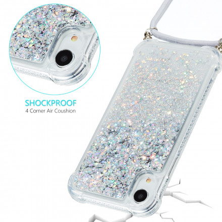 Coque iPhone XR Paillettes et Cordon