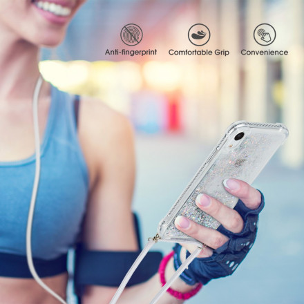 Coque iPhone XR Paillettes et Cordon Coque iPhone XR Paillettes et Cordon