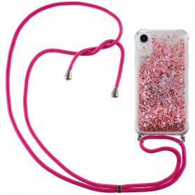 Coque iPhone XR Paillettes et Cordon