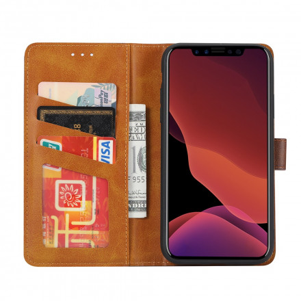Housse iPhone XR Effet Cuir Porte-Carte Frontal et Sangle