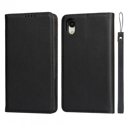 Flip Cover iPhone XR Cuir Litchi Véritable Coque Détachable Flip Cover iPhone XR Cuir Litchi Véritable Coque Détachable