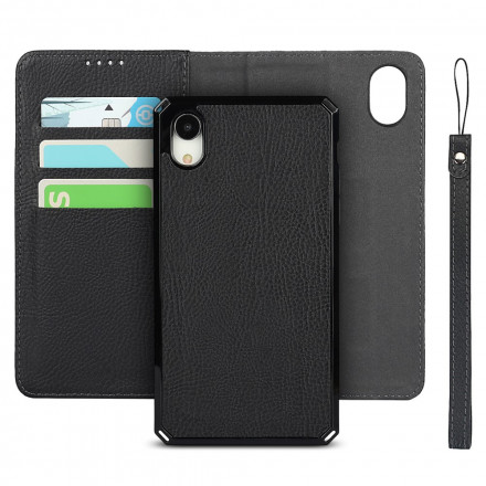Flip Cover iPhone XR Cuir Litchi Véritable Coque Détachable Flip Cover iPhone XR Cuir Litchi Véritable Coque Détachable