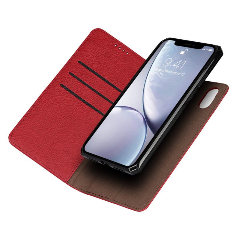 Flip Cover iPhone XR Cuir Litchi Véritable Coque Détachable