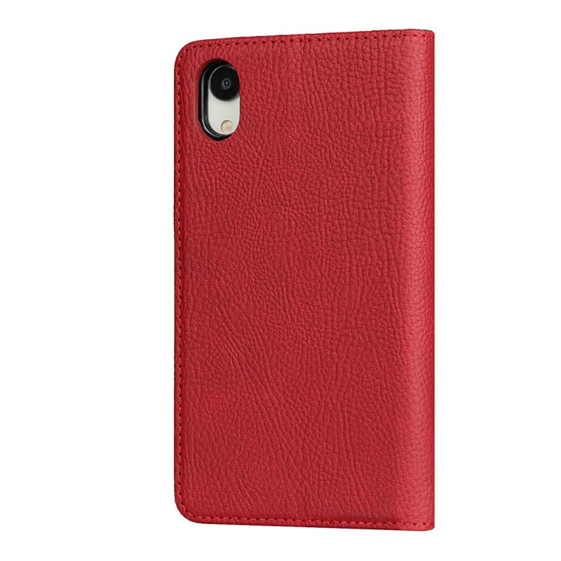 Flip Cover iPhone XR Cuir Litchi Véritable Coque Détachable