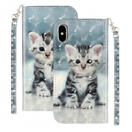 Housse iPhone X / XS Chaton Light Spots à Lanière Housse iPhone X / XS Chaton Light Spots à Lanière